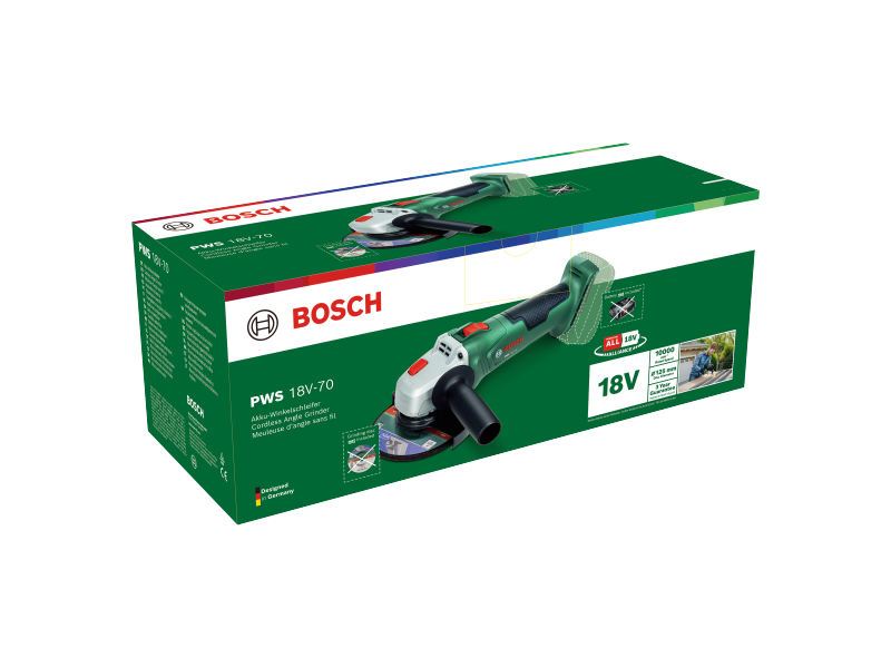 Akumulatorski kotni brusilnik Bosch PWS 18V-70, 06033E6001